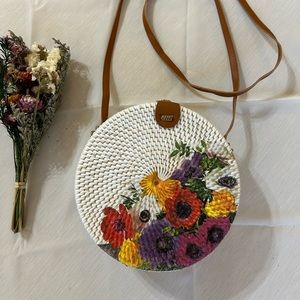 Rattan crossbody purse